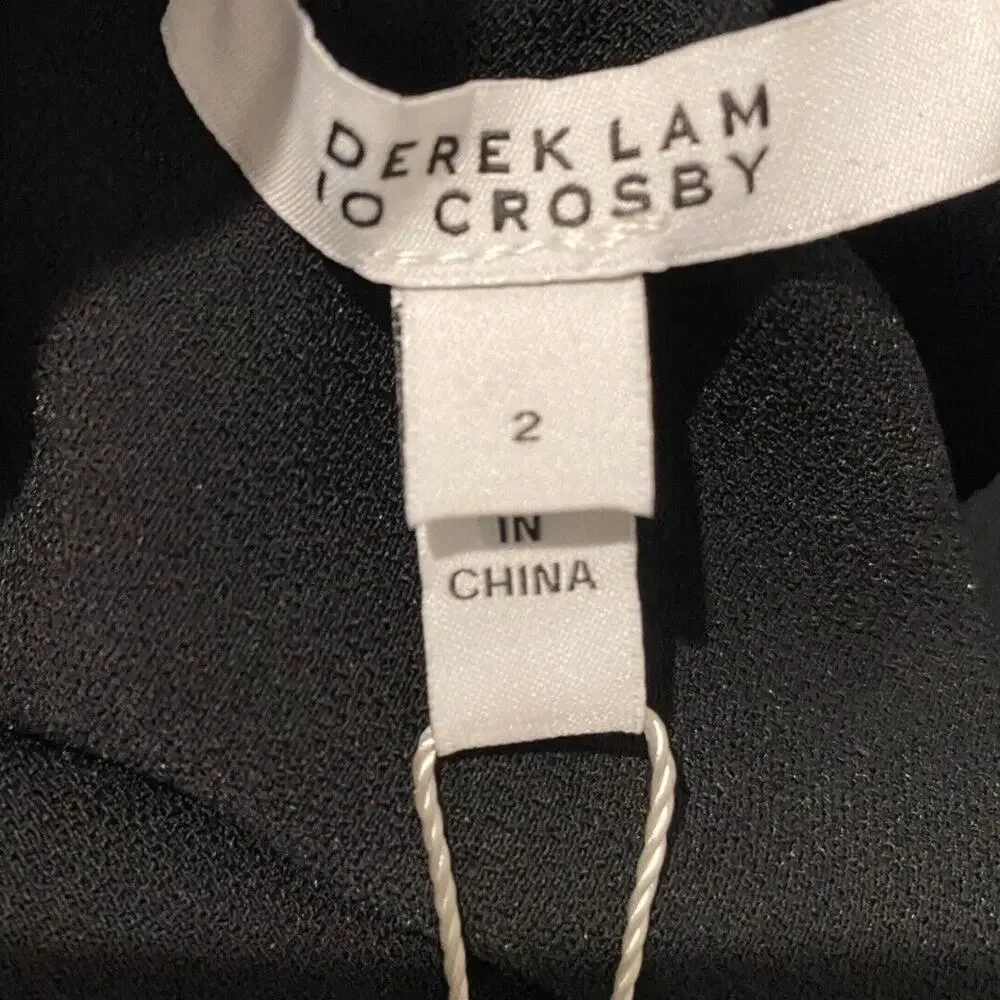 Derek Lam 10 Crosby Nellie Black Cowl Neck Feather Trim Midi Dress Size 2 NWT - Picture 6 of 12
